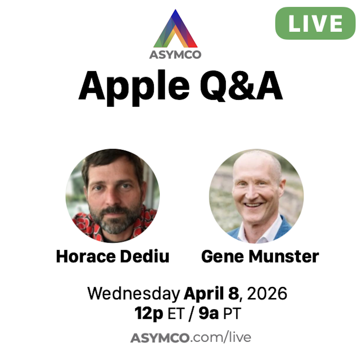Asymco One Office Hours Live Q&A with Horace Dediu & Gene Munster: April 8, 2026